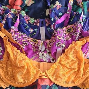Savage X Fenty Orange and Purple Lace Bras